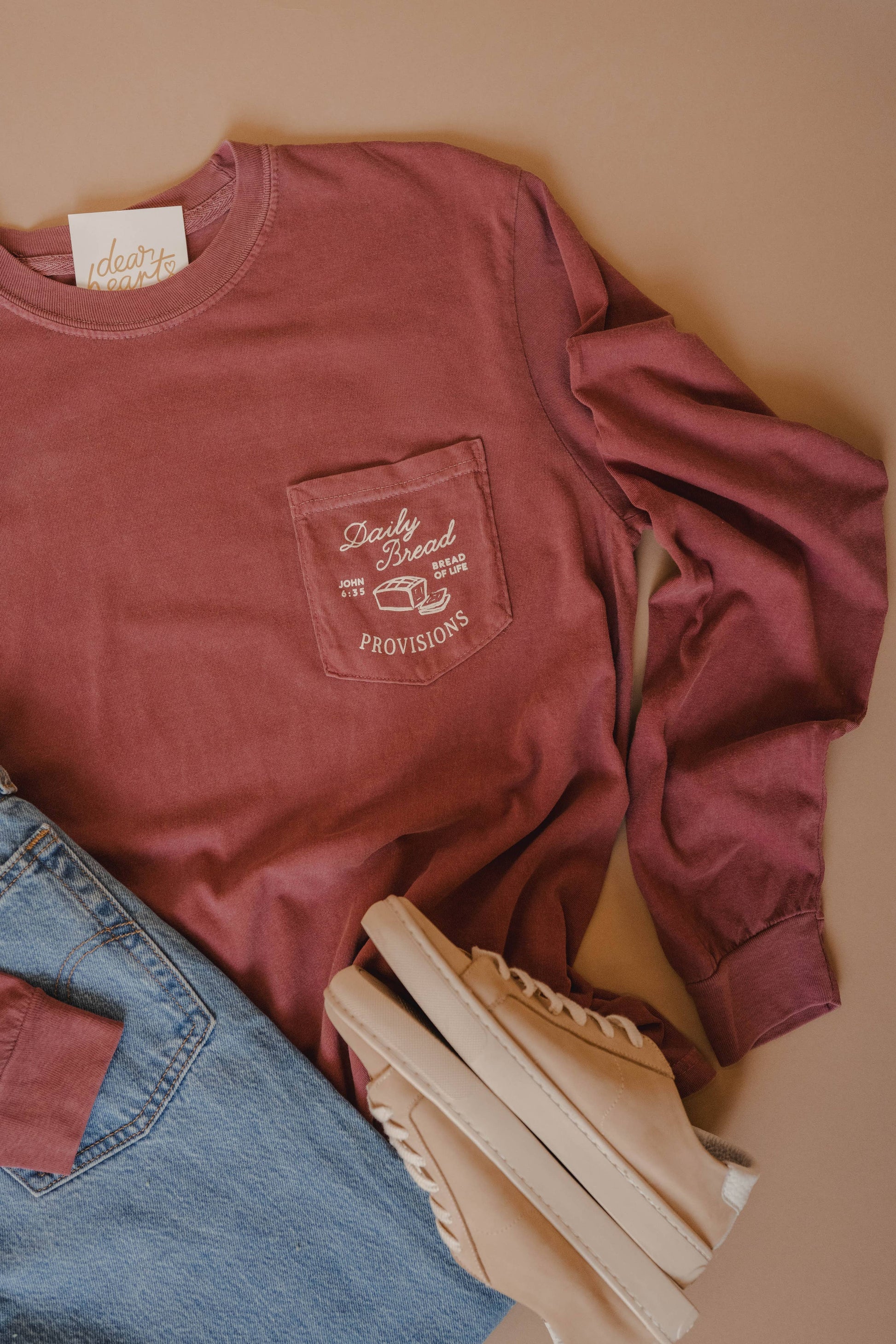 Daily Bread Long Sleeve Tee, Feathered Farmhouse