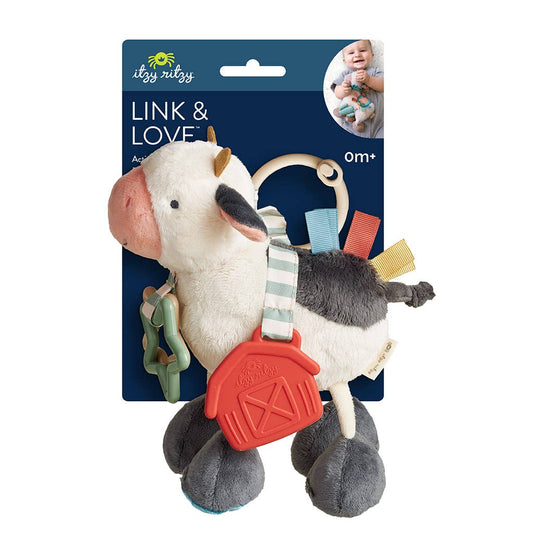 Cow Itzy Friends Link & Love™ Activity Plush, Feathered Farmhouse