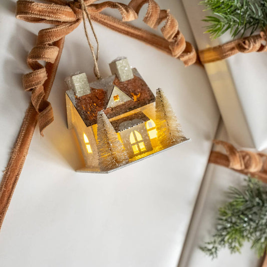 Murray Lighted House Ornament, Feathered Farmhouse
