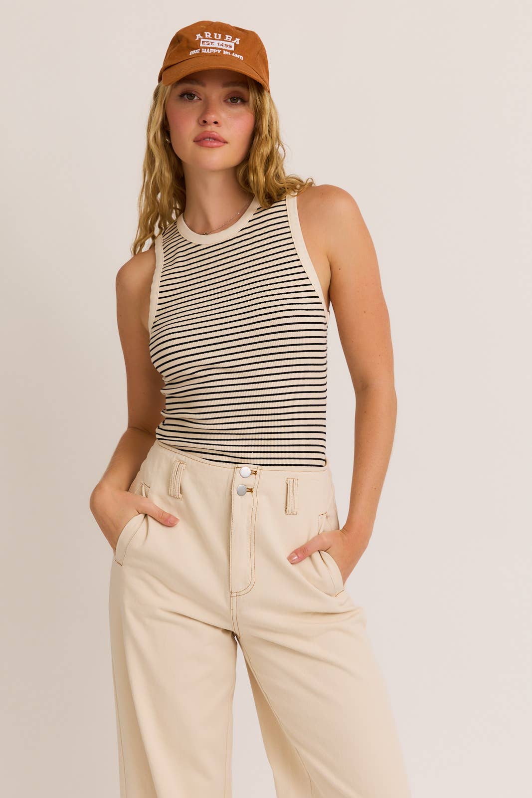 Striped Sleeveless Bodysuit, Feathered Farmhouse