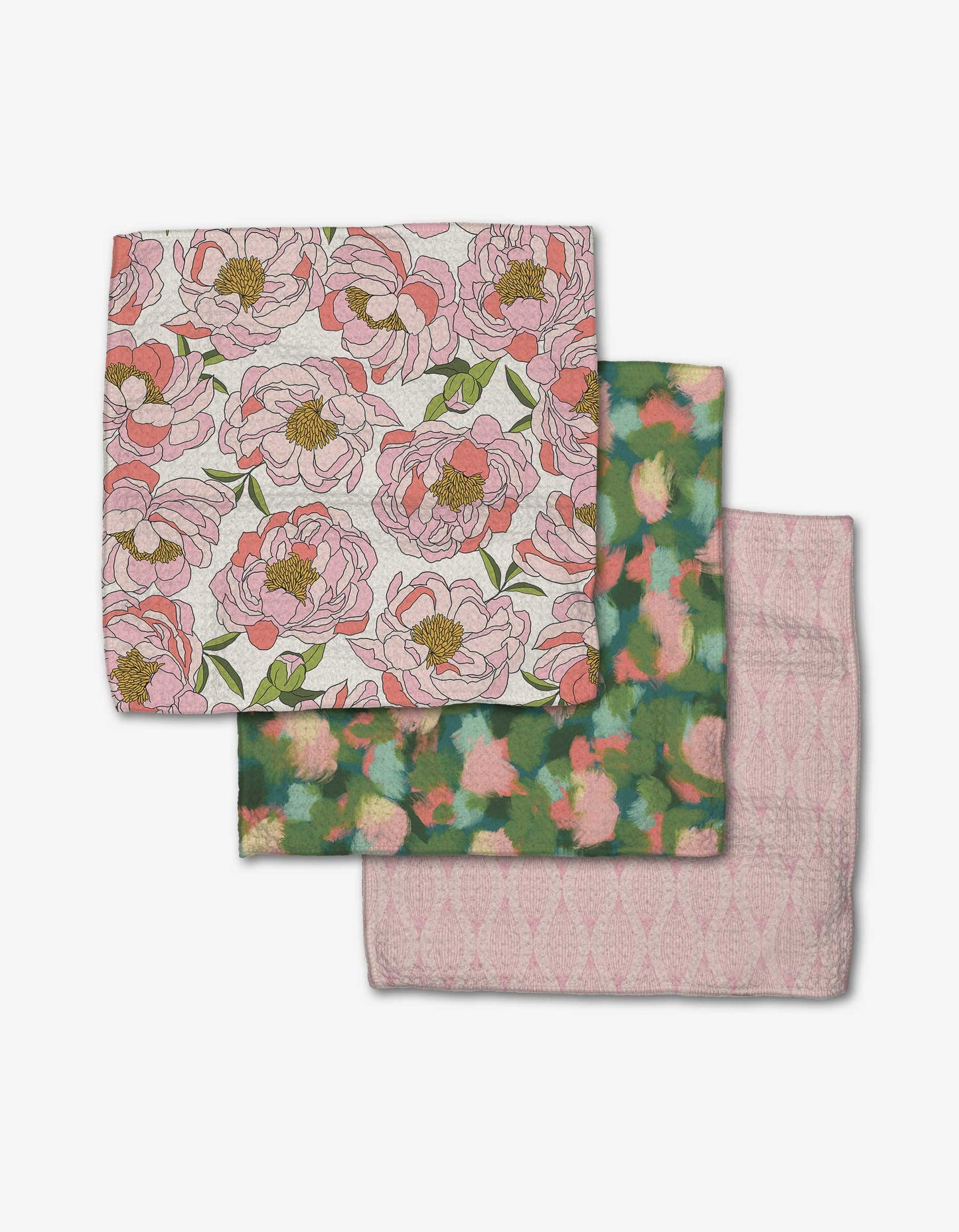 Peony Paradise Dishcloth Set, Feathered Farmhouse