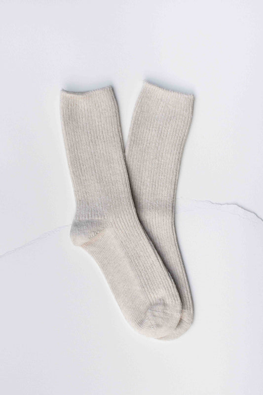 Cozy Ribbed Cotton Blend Socks, Feathered Farmhouse