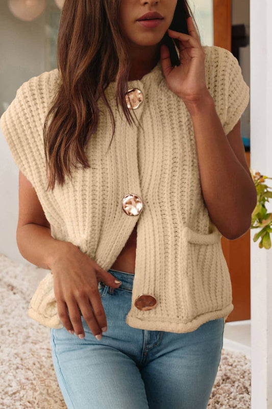 Solid Textured Knit Sweater Vest, The Feathered Farmhouse