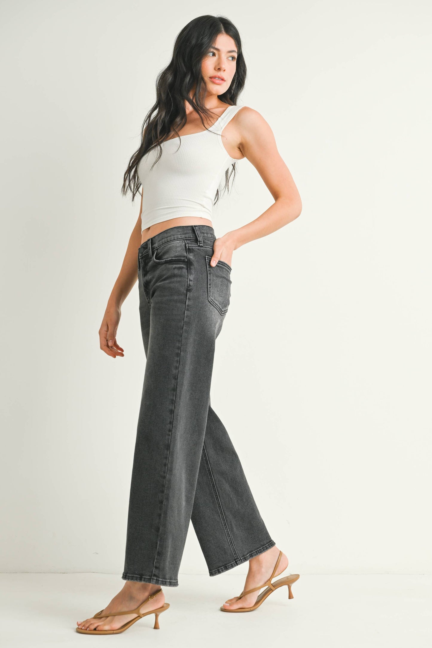 Washed Grey Relaxed Vintage Straight, Feathered Farmhouse