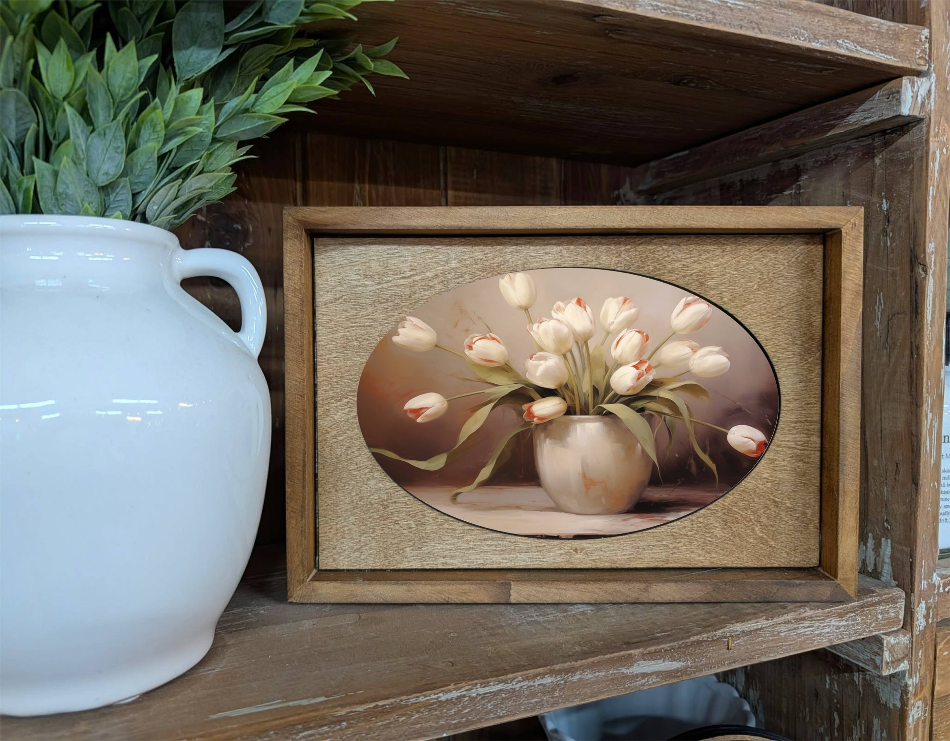 Box Framed Canvas Art Tulips, Feathered Farmhouse