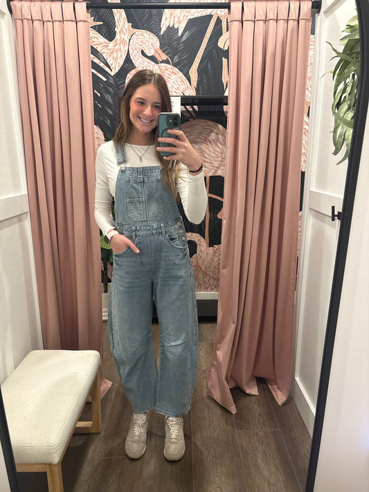 Barrel-Leg Denim Jumpsuit