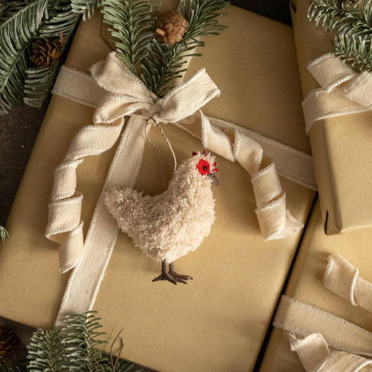 Beige Hen Ornament, Feathered Farmhouse
