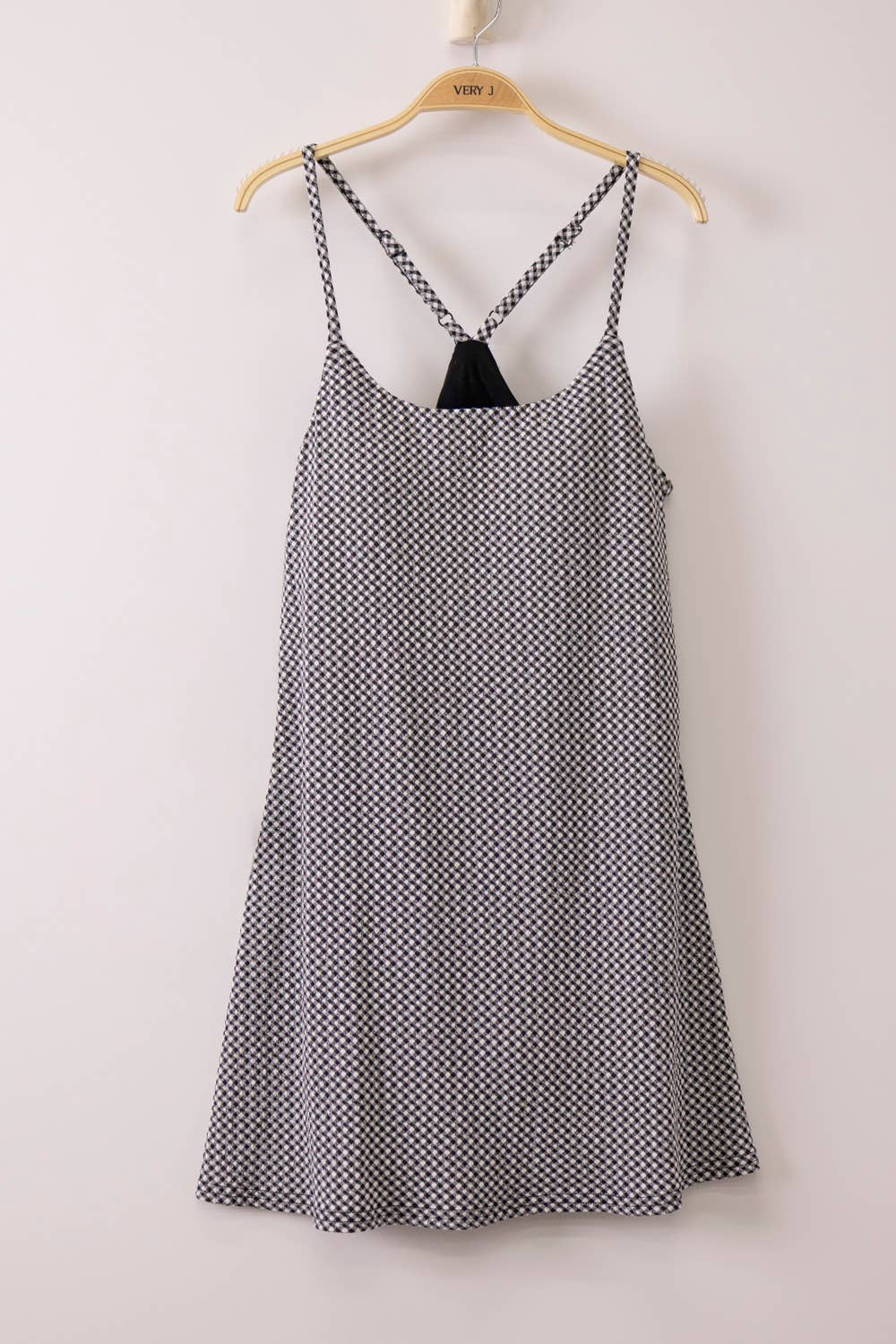 Black Textured Checkered Knit Activewear Tennis Dress, Feathered Farmhouse