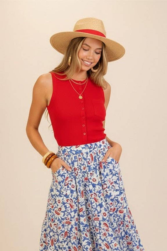 Ribbed Button-Front Sweater Tank, Feathered Farmhouse