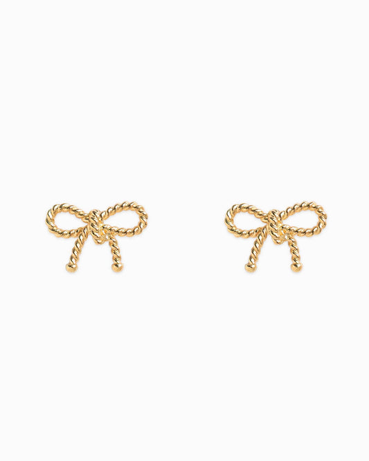 Rope Textured Bow Stud Earrings, Feathered Farmhouse