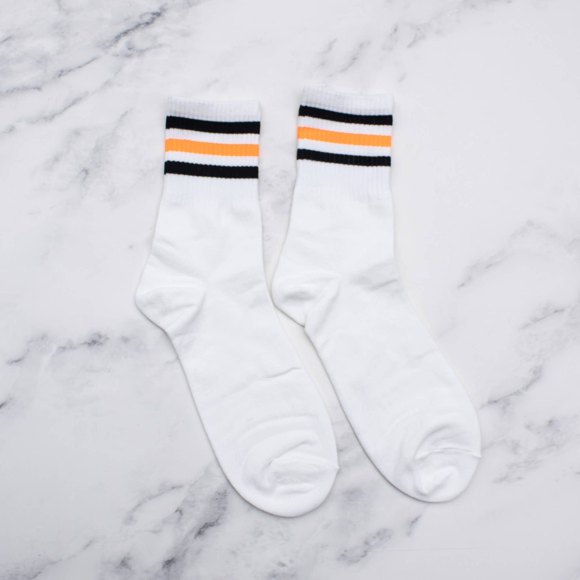 Men's Neon Color Retro Stripe Casual Cotton Socks, Feathered Farmhouse