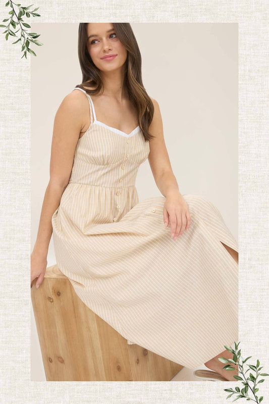Button Down Midi Dress, Feathered Farmhouse