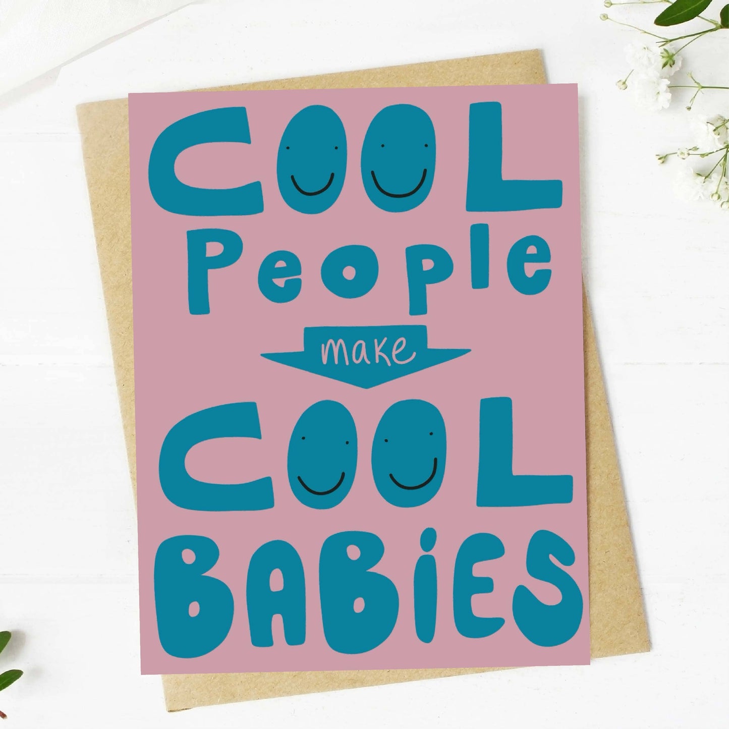 Cool People Make Cool Babies New Parent Card, Feathered Farmhouse