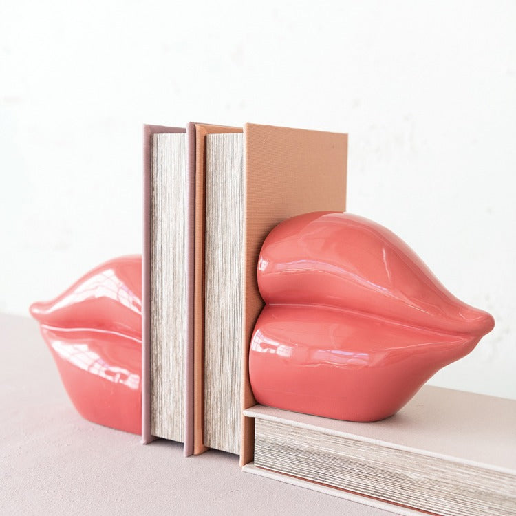 Stoneware Lip Bookends, Feathered Farmhouse