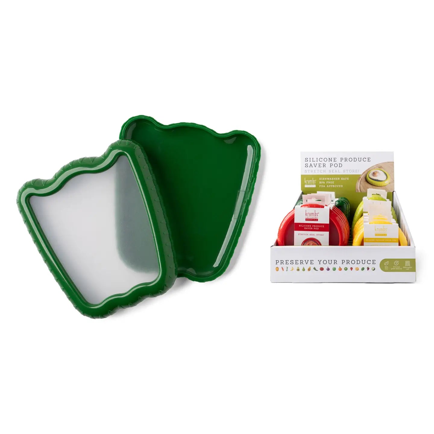 Krumbs Kitchen Silicone Produce Saver Pods, Feathered Farmhouse