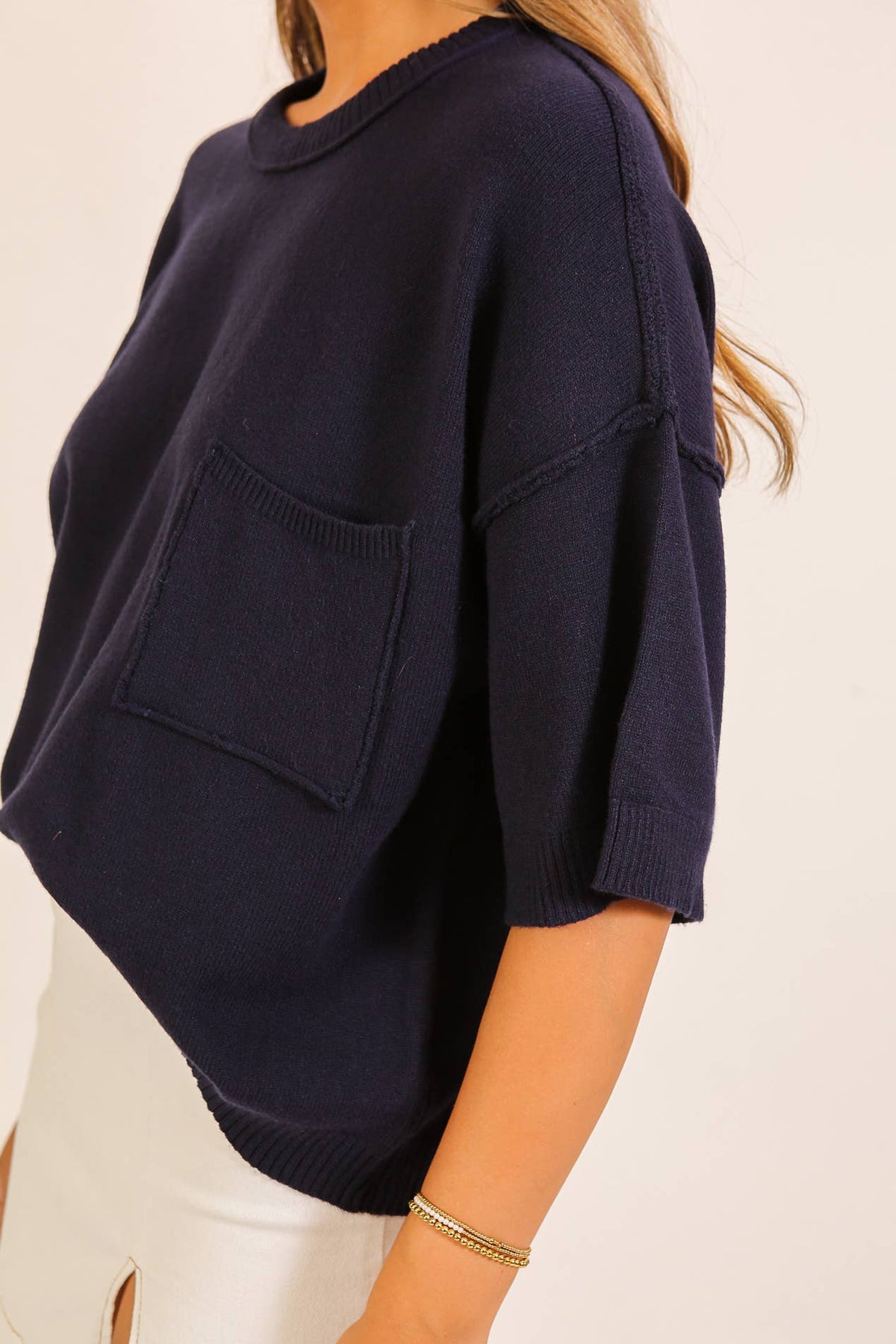 Black Clara Pocket Knit Sweater, Feathered Farmhouse