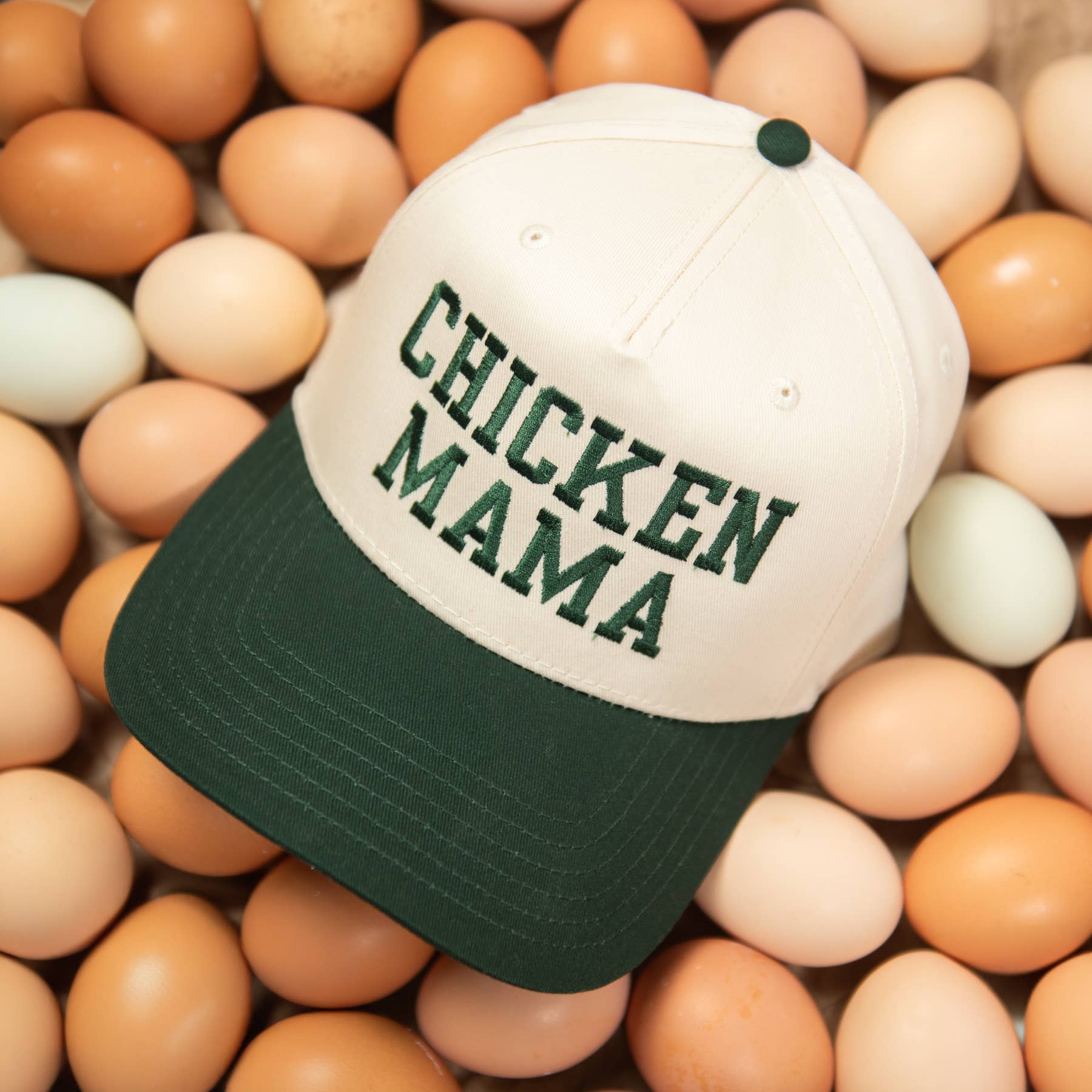 Western 'Chicken Mama' Women's Embroidered Trucker Hat, Feathered Farmhouse