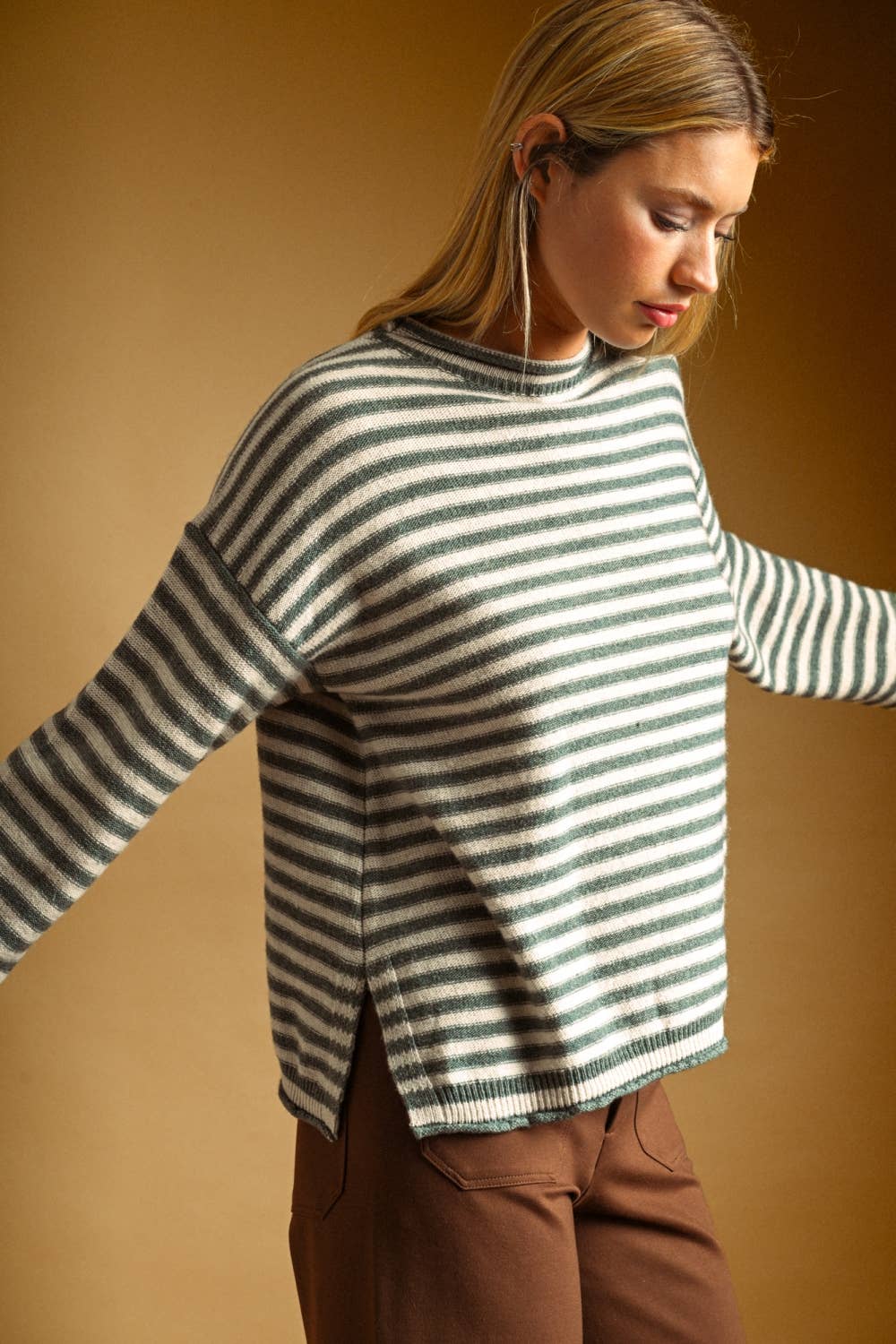 Striped Pattern Sweater, Feathered Farmhouse