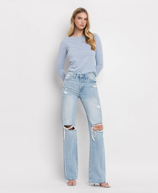 Vintage 90's Super High Rise Flare Jeans, Feathered Farmhouse