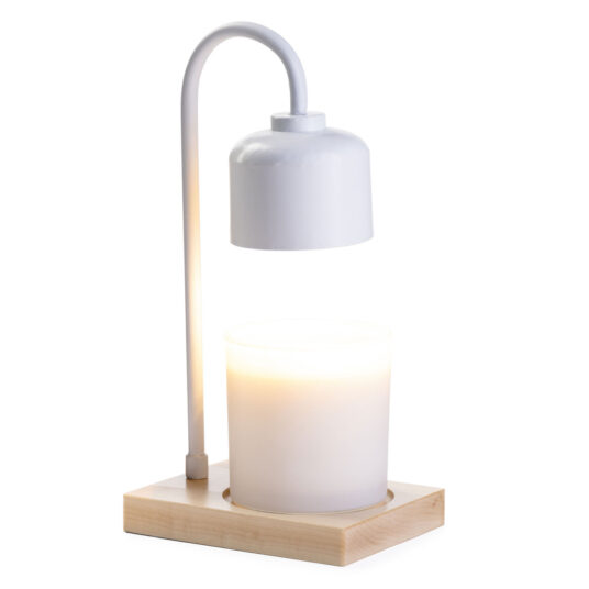 White & Wood Arched Candle Warmer Lamp, Feathered Farmhouse