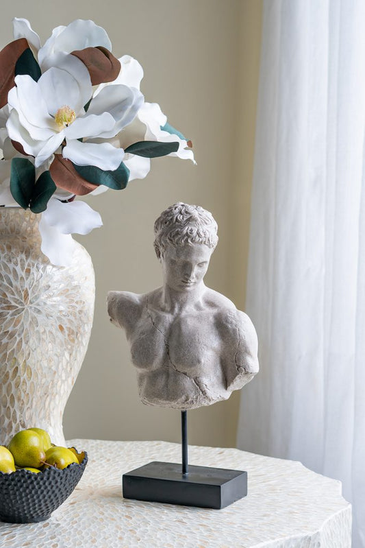 Decorative Male Torso Bust, Feathered Farmhouse