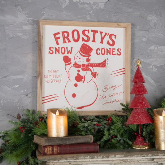 Frosty Print with Wood Frame, Feathered Farmhouse