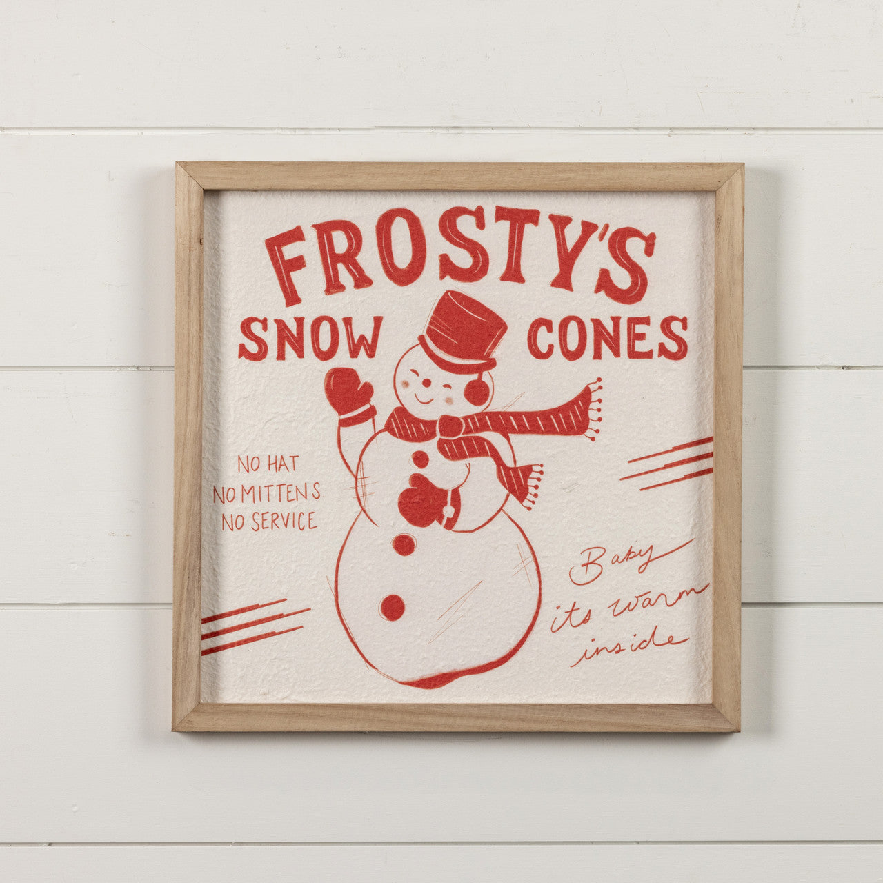 Frosty Print with Wood Frame, Feathered Farmhouse