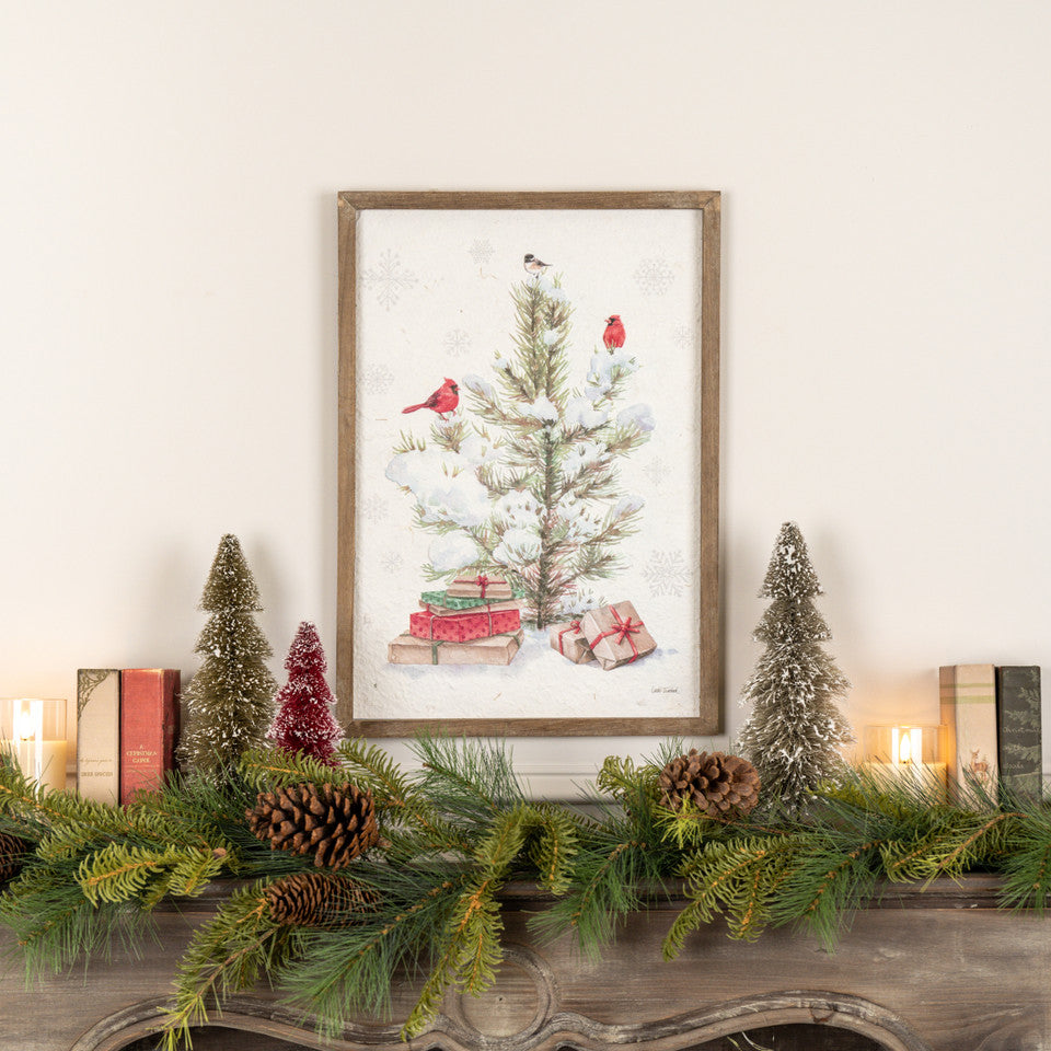 Holiday Cardinals Framed Print, Feathered Farmhouse