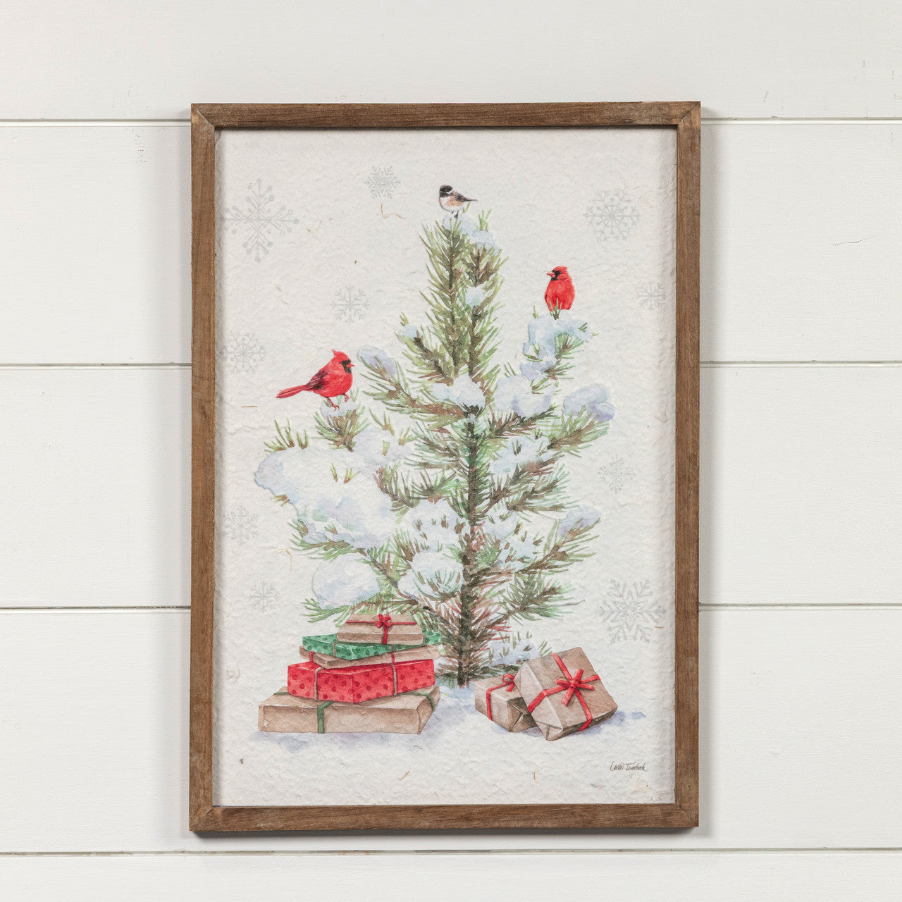 Holiday Cardinals Framed Print, Feathered Farmhouse