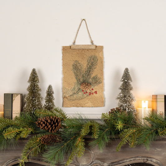 Pine Branch Hanging Print, Feathered Farmhouse