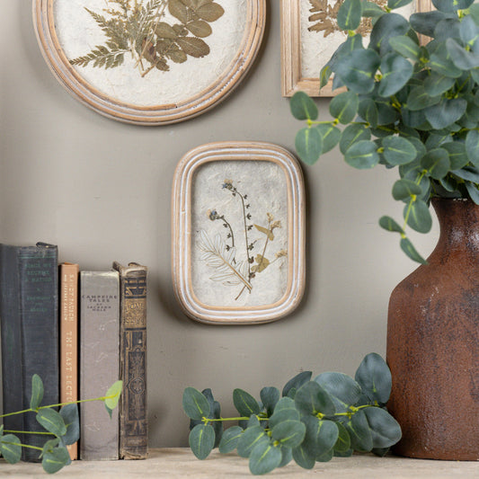 Pressed Blue & Tan Flower, Feathered Farmhouse