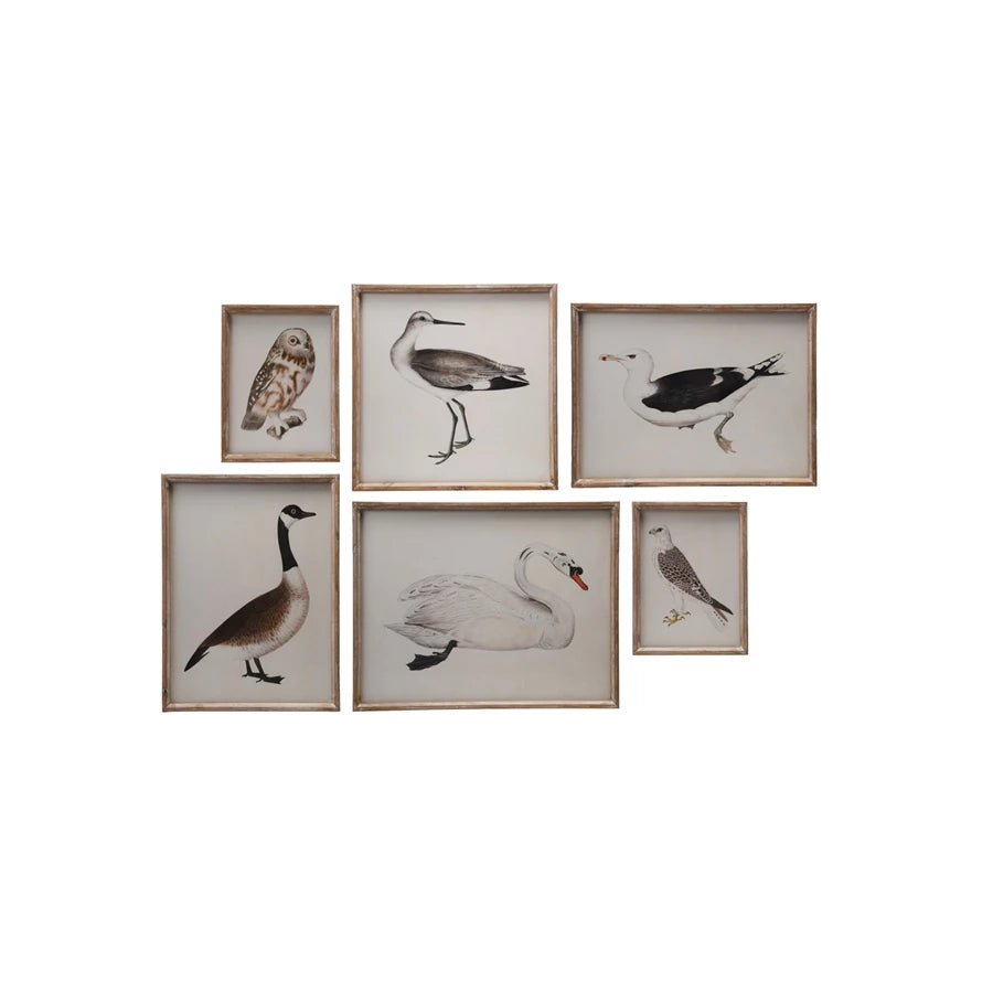 Wood Framed Birds, Feathered Farmhouse