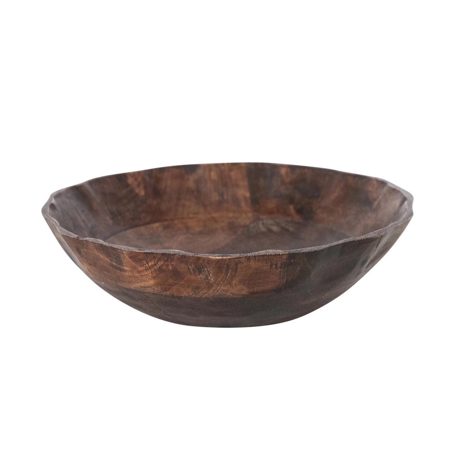 Mango Wood Scalloped Bowl, Feathered Farmhouse