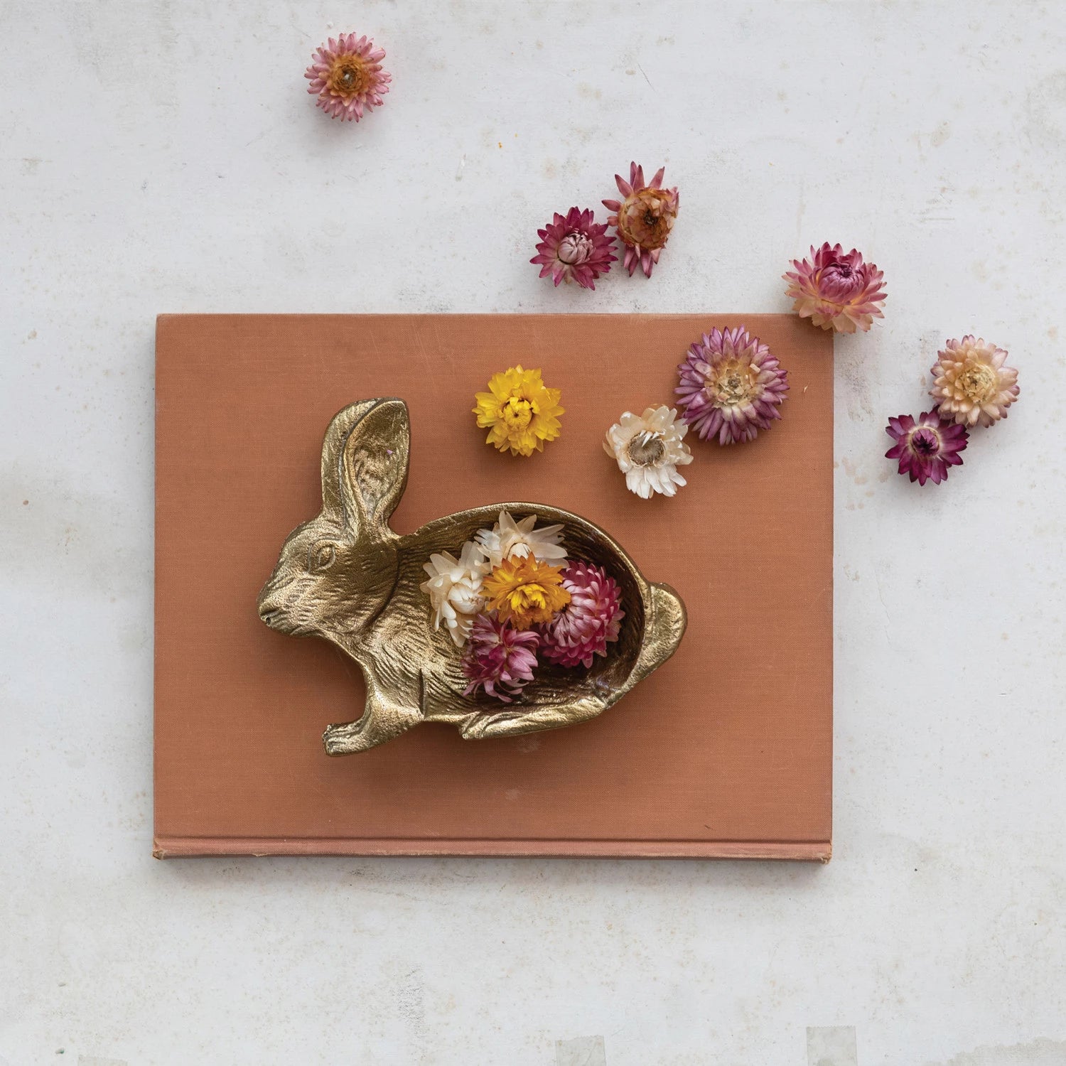 Cast Aluminum Rabbit Shaped Dish, Feathered Farmhouse