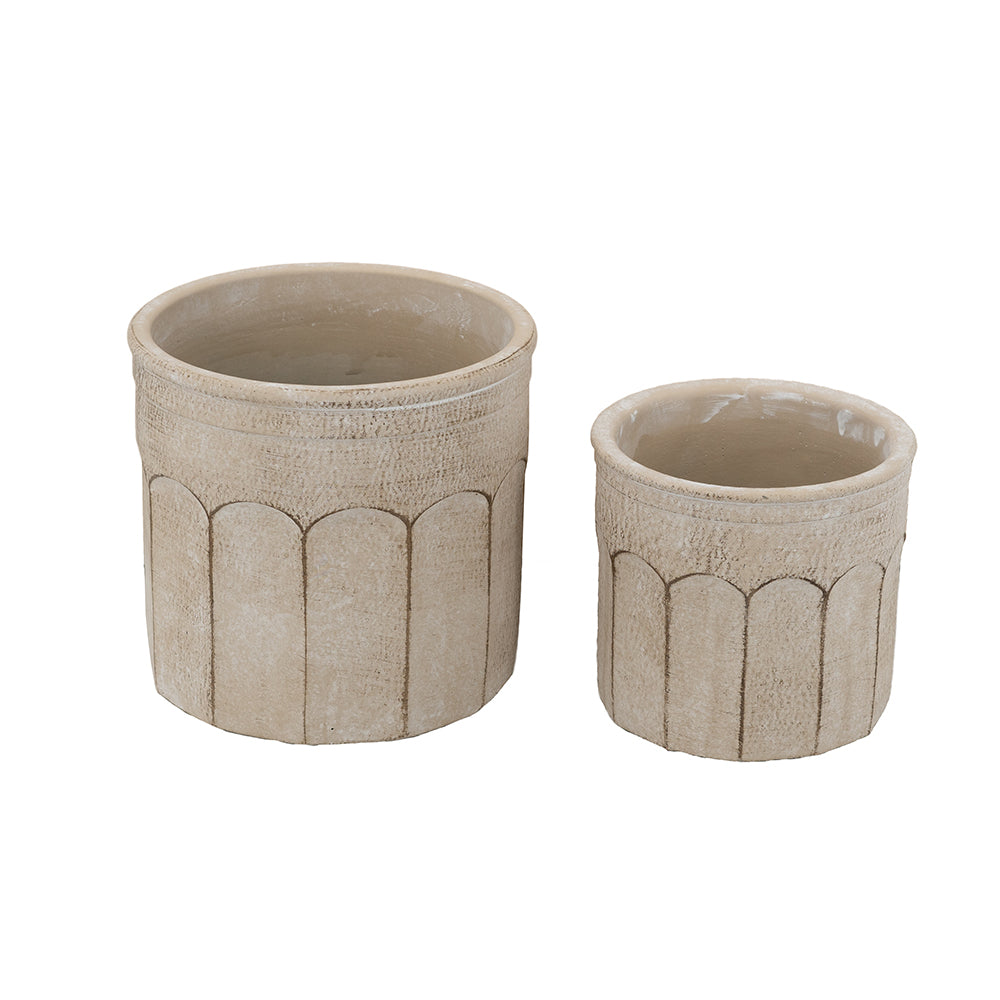 Cream Sand and Cement Planters, Feathered Farmhouse