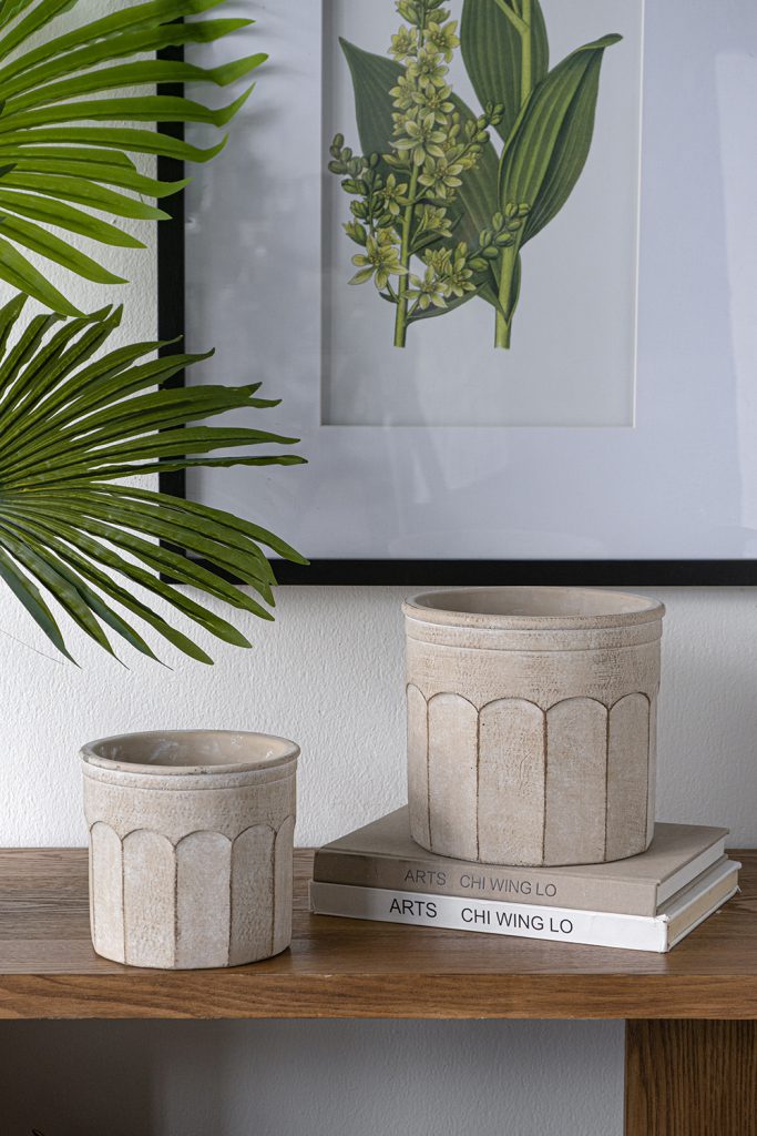 Cream Sand and Cement Planters, Feathered Farmhouse