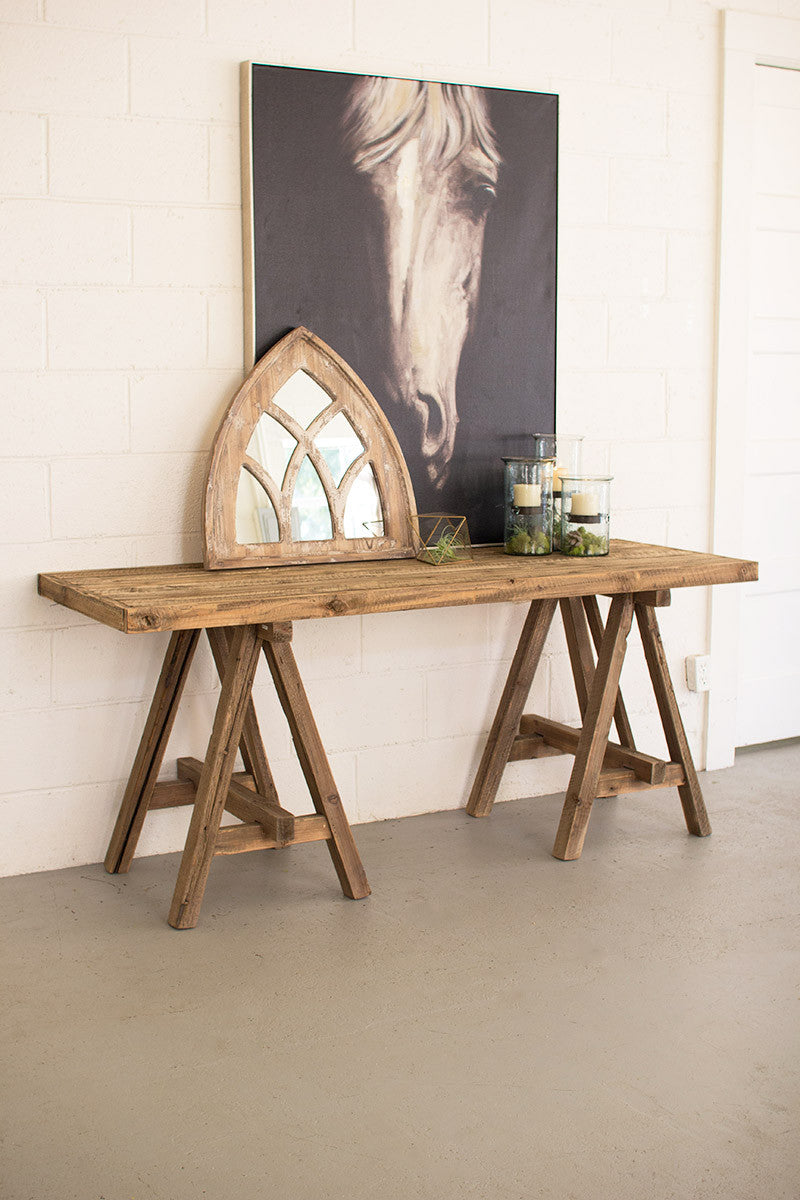 Saw Horse Base Console Table, The Feathered Farmhouse