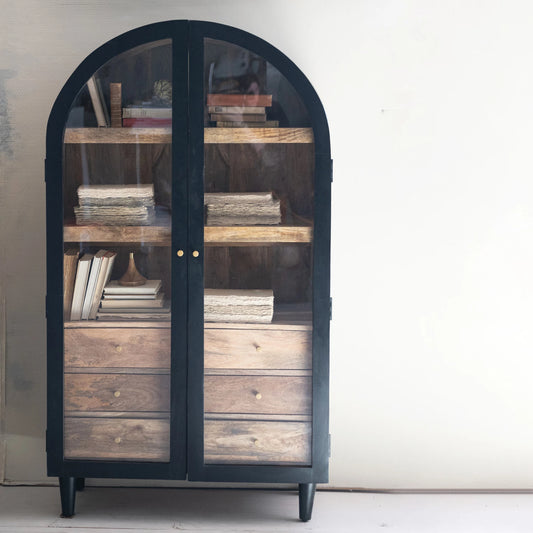 Mango Wood Arched Cabinet, Feathered Farmhouse