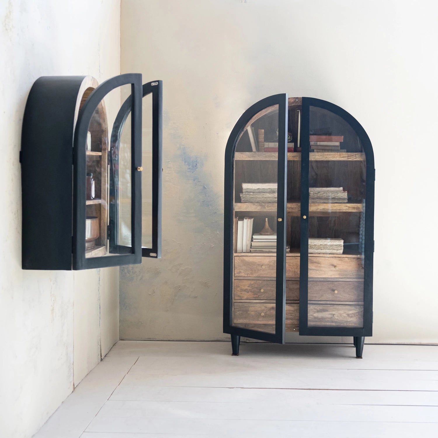 Mango Wood Arched Cabinet, Feathered Farmhouse