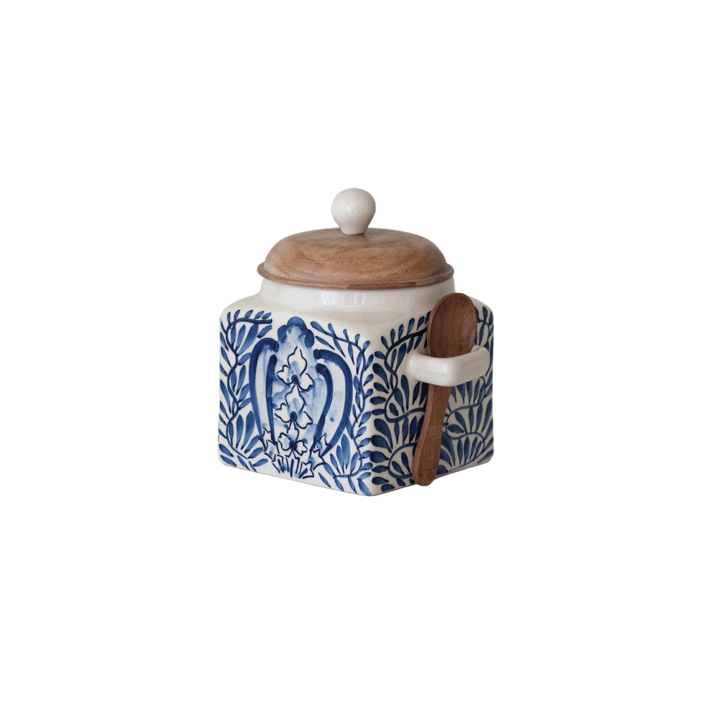 Hand-Painted Stoneware Canister, Feathered Farmhouse