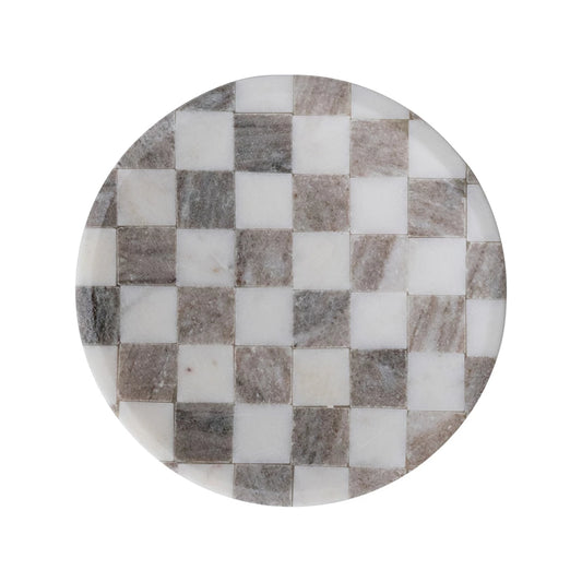 Marble Checkered Cheese/Serving Tray, Feathered Farmhouse