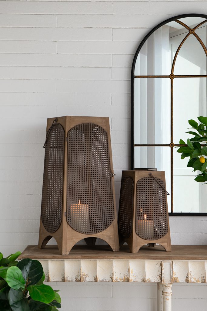 Weathered Brown Lanterns, Feathered Farmhouse