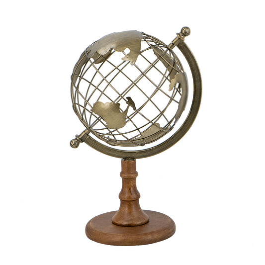Openwork Iron Globe Sculpture, Feathered Farmhouse