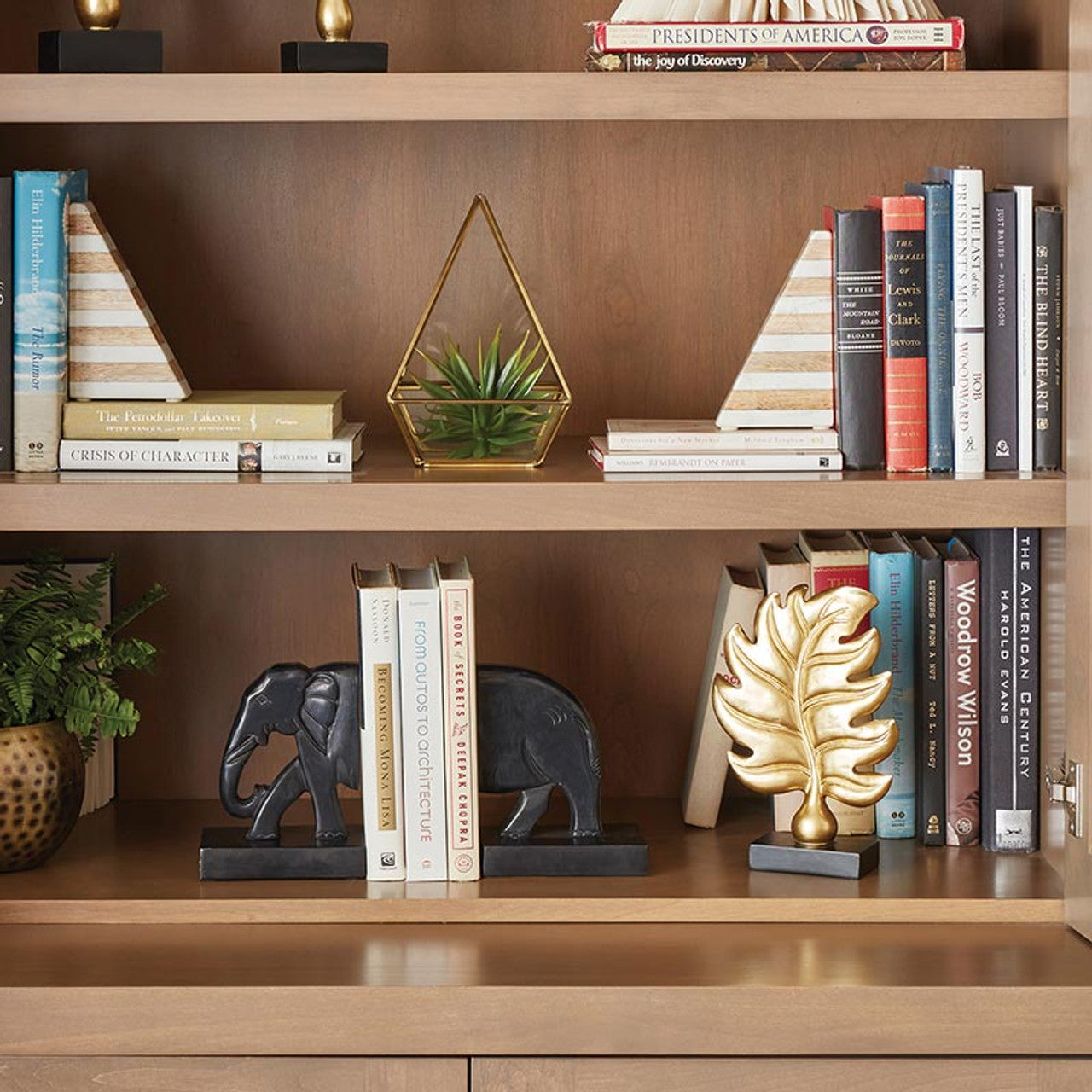 Marble and Wood Bookend, Feathered Farmhouse