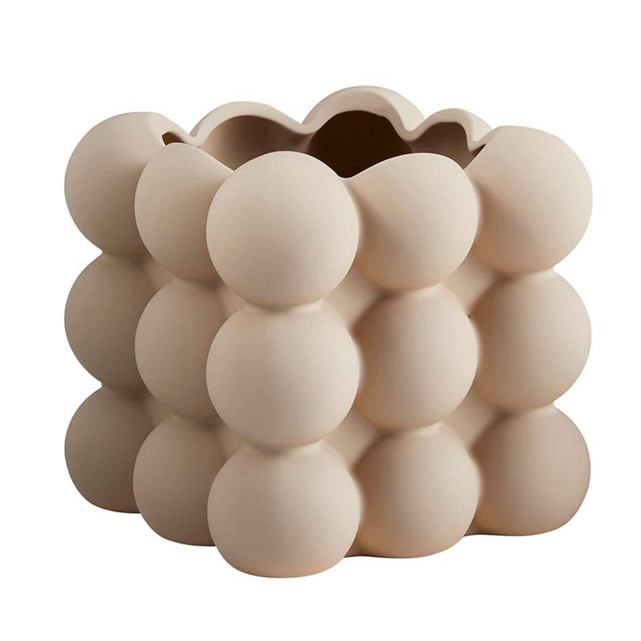 Matte Beige Bubble Pot, Feathered Farmhouse