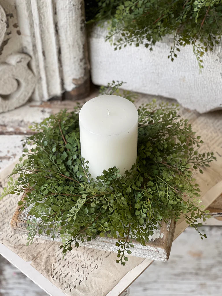 Damsel Fern Candle Ring, Feathered Farmhouse