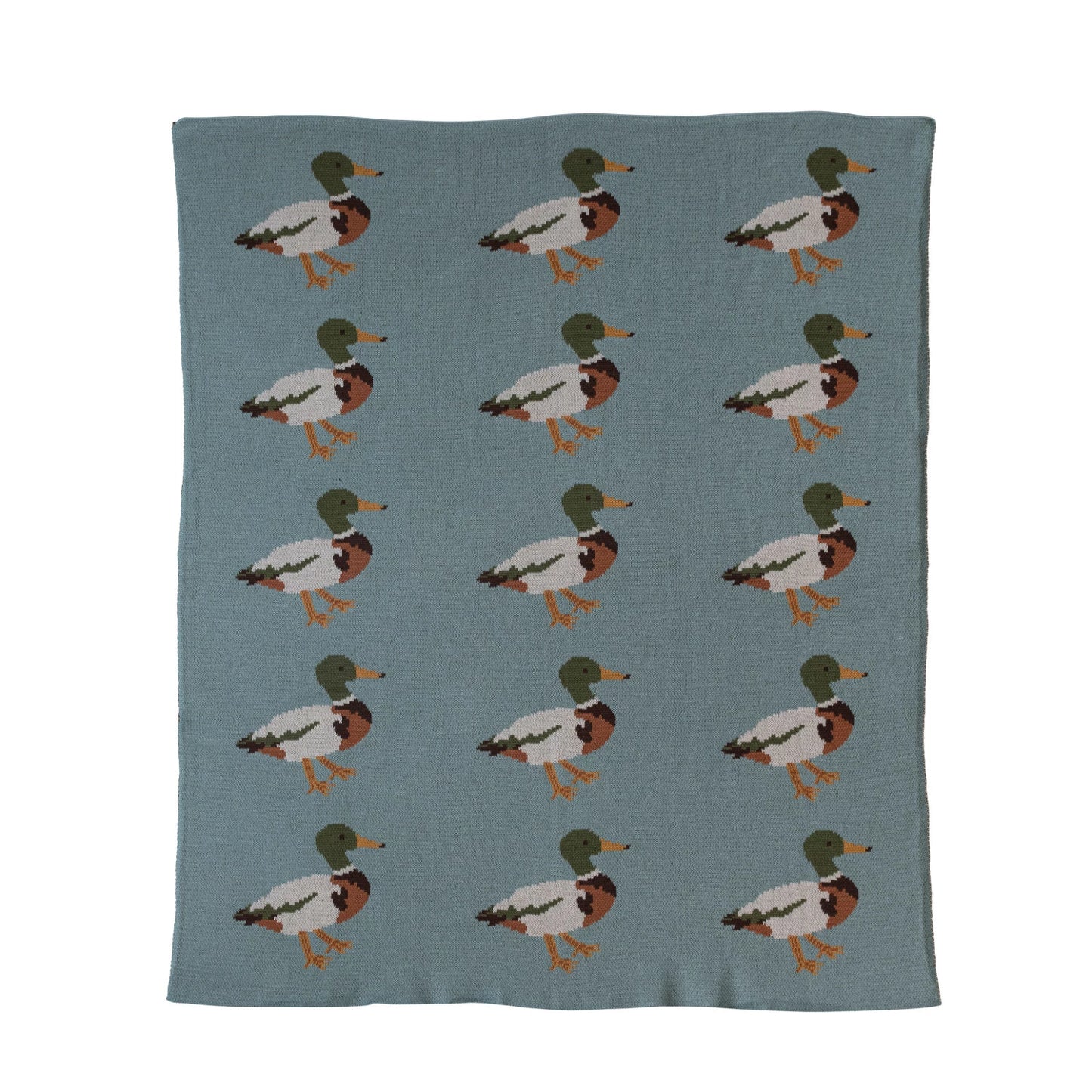 Cotton Knit Baby Blanket with Ducks, Feathered Farmhouse