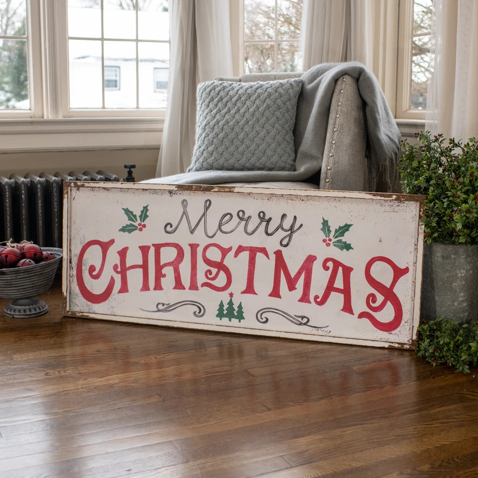 Red & Green Merry Christmas Sign, The Feathered Farmhouse