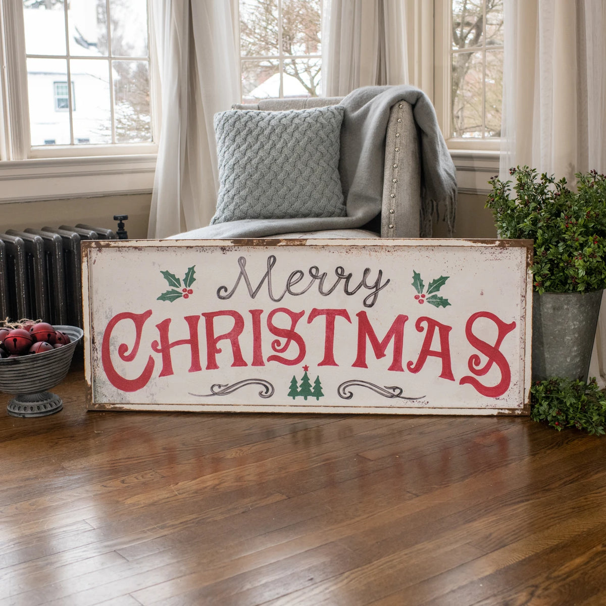 Red & Green Merry Christmas Sign, The Feathered Farmhouse