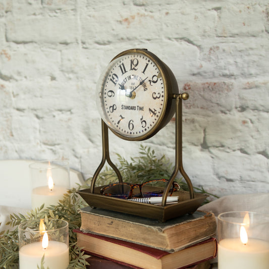 Bronze Tabletop Clock, The Feathered Farmhouse